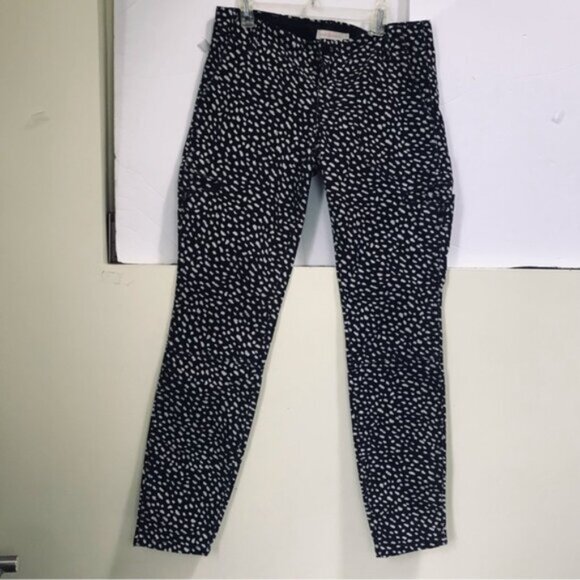 Tory Burch Walker Cargo Animal Print Pony Dots Jeans Pants Logo Stretch Waist 27 - Picture 2 of 16